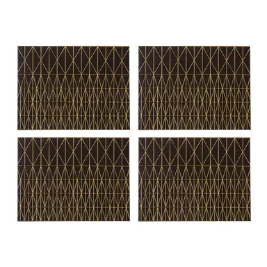 Maison by Premier Set of 4 Prism Black and Gold Placemats
