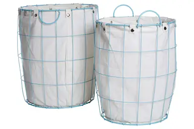 Maison by Premier Set Of Two Round Blue Wire Laundry Baskets