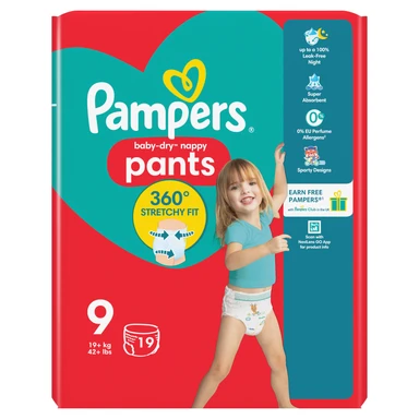 Pampers Baby-Dry Nappy Pants Size 9 19 Pack