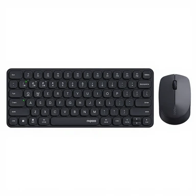 Rapoo 9010M Multi-Device Toetsenbord- en Muiscombinatie, 2,4 GHz/Bluetooth 5.0/4.0 Draadloze Toetsenbord- en Muisset voor Windows/Mac/Linux/Chrome, ondersteuning voor 4 apparaten, stille klik met laag profiel, op batterijen - zwart