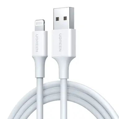 UGREEN USB-A Male to Lightning Male Cable Nickel Plating ABS Shell 1m (White)