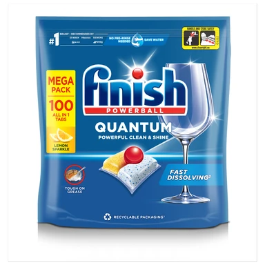 Finish Quantum All in One Dishwasher Tablets, Lemon, 100 Capsules