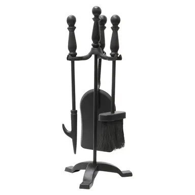 JVL Colchester Contemporary Fireside Companion Set – Black