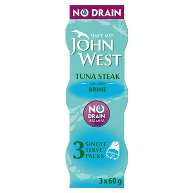 John West Tuna Steak With Brine No Drain 3 X 60g
