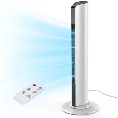Totopia 35" Tower Fan with Remote Control, 28dB Quiet for Sleep, 15H Timer, 18ft/s Velocity, 3 Speeds, 3 Modes, 80° Oscillation for Home/Office/Indoor, White