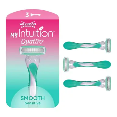 Wilkinson Quattro Intuition Smooth Sensitive Shaver For Women 3 Packs