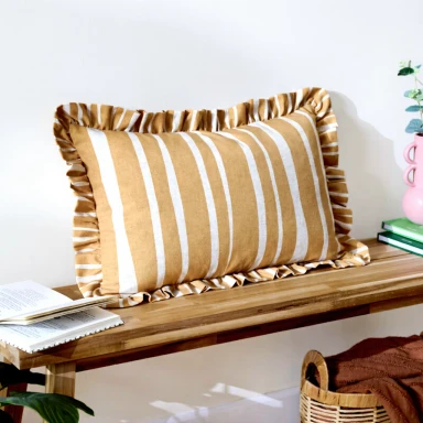 Furn Cushion Camron Stripe Rectangle Oche 46x60cm