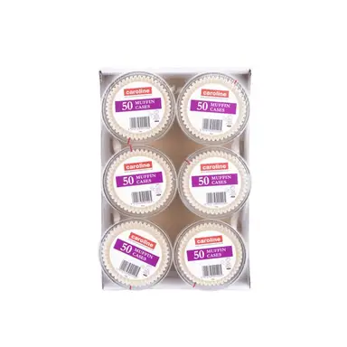 Caroline White Muffin Case 50mm base x 38mm deep, pack of 50