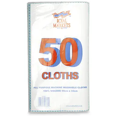 Royal Markets Blue Stripe All Purpose Cloths, 60 x 33cm, pack of 50