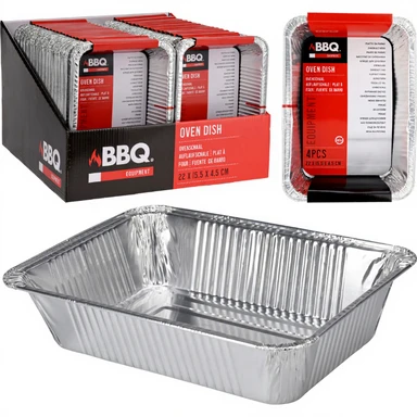 BBQ Collection Lot de 4 barquettes en aluminium pour cuisson au four