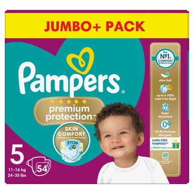 Pampers Premium Protection Nappies Size 5 54 Pack Jumbo+ Pack