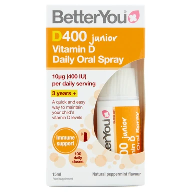 BetterYou Junior D400 Vitamin D Daily Oral Spray Natural Peppermint Flavour 15 ml