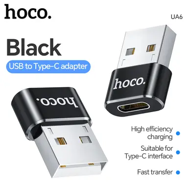 HOCO UA6 USB-A to USB-C Adapter - Black