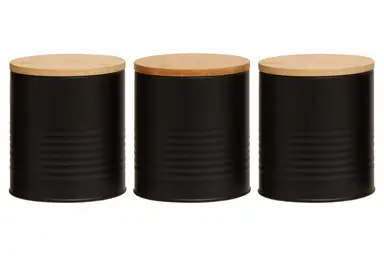 Maison by Premier Set Of Three Alton Black Cannisters