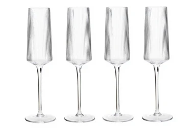Maison by Premier Set of Four Ribbed Champagne Glasses