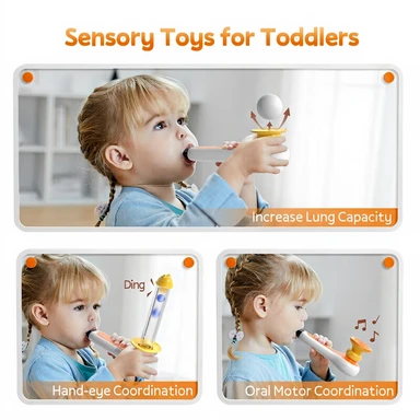 Topbright Ballon à souffler Montessori 3-en-1, stimulation sensorielle, 3 à 5 ans, Vente de Nouvel An, Meilleurs cadeaux