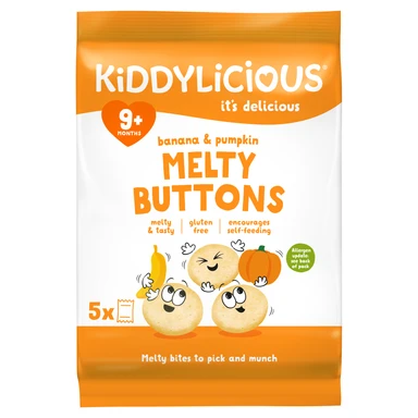 Kiddylicious Banana & Pumpkin Melty Buttons 9+ Months 5 x 6g