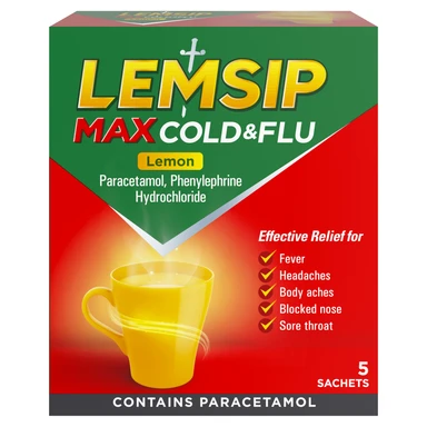 Lemsip Max Cold and Flu Drink Lemon Flavour - 5 Sachets