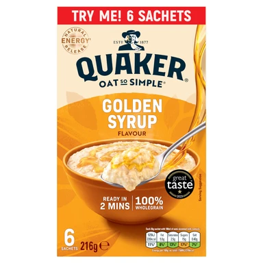 Quaker Oat So Simple Golden Syrup Porridge Sachets 6 Pack 216g
