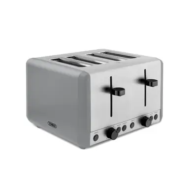 Tower Sera 4 Slice Toaster, 1800W, Wide Slots, Grey - T20086GRY