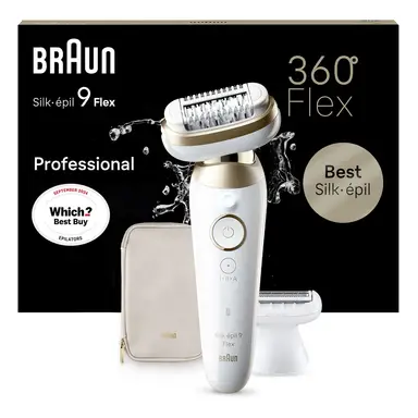 Braun Silk-épil 9 Flex 9-041 3D Epilator - Flex Head for Easy Hair Removal - White/Gold