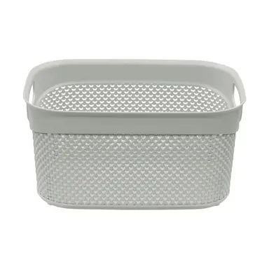 JVL Droplette Design Plastic Storage Basket - Ice Grey