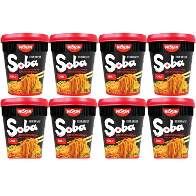 NISSIN Instant Soba Noodles Cup Chilli 8 x 92g 1 BOX