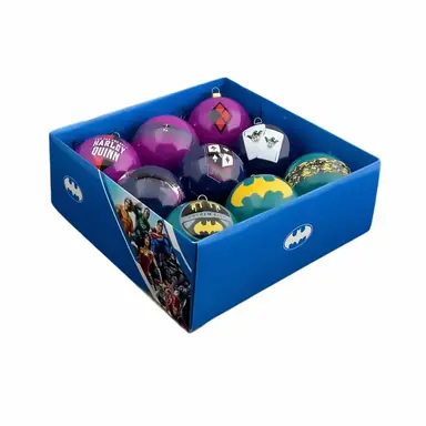 Warner Brothers Batman Christmas Baubles Set 9 Pieces (7.5cm)
