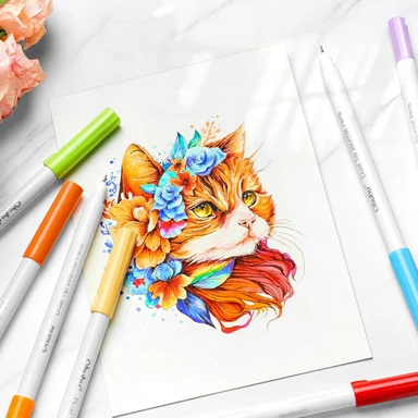 Ohuhu Lot de 40 feutres à doubles pointes