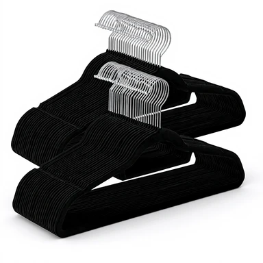 SONGMICS Velours Kledinghaken 50 Anti-Slip Stropdasbalk 360° Draaibare 0.6cm Zilver Zwart