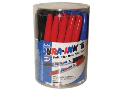Markal DURA-INK® 15 Fine Tip Marker Mixed Colours 48 Pack (24x Black, 12 x Blue & 12x Red)