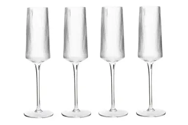 Maison by Premier Set of Four Ribbed Champagne Glasses