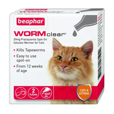 Beaphar WORMclear Spot-On for Cats - 2 tubes