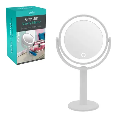 Anika Beauty Mirror Round LED Grey