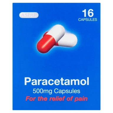 Aspar Paracetamol Pain Relief Capsules 500mg - 16 Capsules