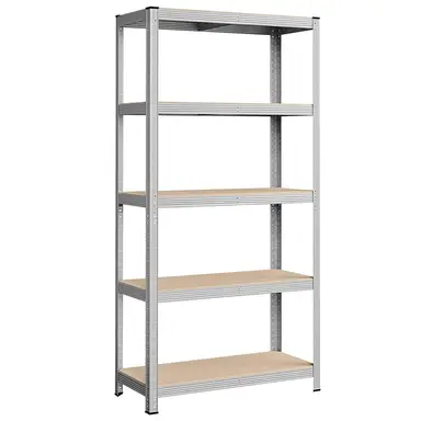 Shelving Heavy Duty 5 Shelves Silver/Natural 40x90x180cm
