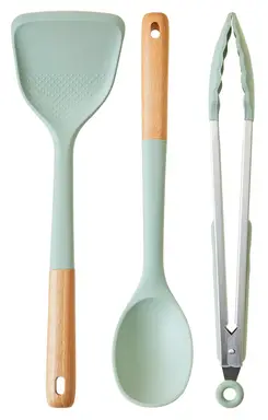 Maison by Premier Sage Green Silicone Head 3 Piece Kitchen Tool Set