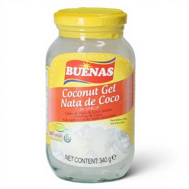 BUENAS Kokosnuss-Gelee Weiß (Nata De Coco) 340g