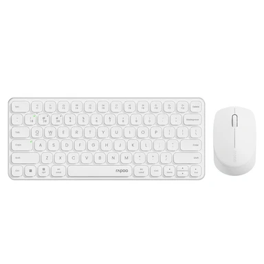 Rapoo 9010M Multi-Device Toetsenbord- en Muiscombinatie, 2,4 GHz/Bluetooth 5.0/4.0 Draadloze Toetsenbord- en Muisset voor Windows/Mac/Linux/Chrome, ondersteuning voor 4 apparaten, stille klik met laag profiel, op batterijen - wit