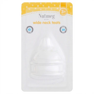 Morrisons Nutmeg Wide Neck Medium Feeding Teats, 3+ Months, 2 pack