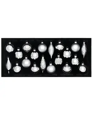 WeRChristmas Silver Glass Baubles, 20 Pack