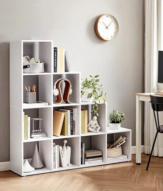 VASAGLE Étagère à livres avec compartiments pour escaliers Étagère d'affichage en bois - 10 cubes