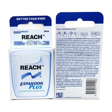REACH Tandzijde Expansion Plus 50 m Dentotape Gewaxed (8x6)