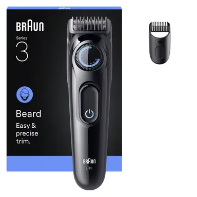 BRAUN Beard Trimmer Series 3, +2 Styling Tools, 20 Lengths, Sharp Blade, BT3500, Black, Top Gift Picks