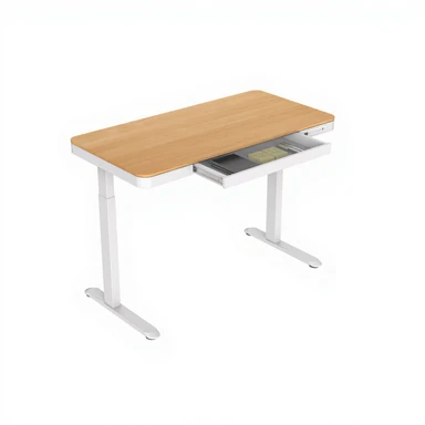 Loctek Eleganter, höhenverstellbarer Schreibtisch mit Schubladen 140x70-Holzfarbe