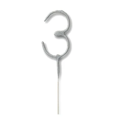 Morrisons Cake Candle Sparkler Number 3 Silver