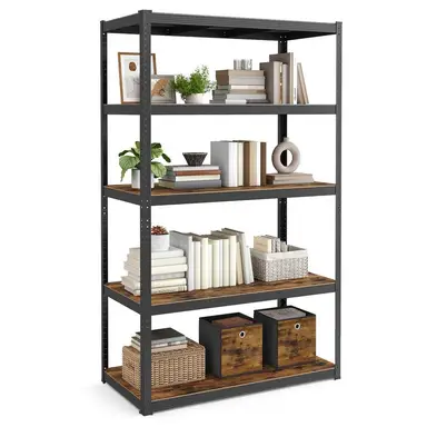 Shelving Heavy-Duty 5 Shelves Black/Rustic Brown 60 x 120 x 200 cm
