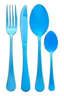 Avie 16 Piece Stainless Steel Blue Cutlery Set