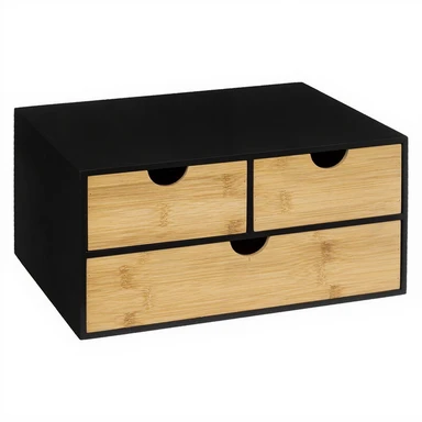 5five Etagère de rangement basse en bambou - Noir et beige