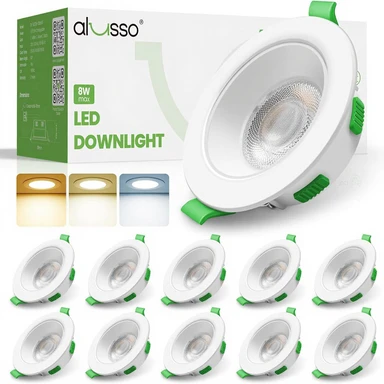 ALUSSO Anti-Glare LED Inbouwspot, 230 V, Dimbaar, 68 mm Spots, 3W, 4W, 6W, 8W Plafondspots, 3CCT 3000K 4000K 6500K Inbouwspots, IP44 Inbouwverlichting voor Badkamer, Keuken